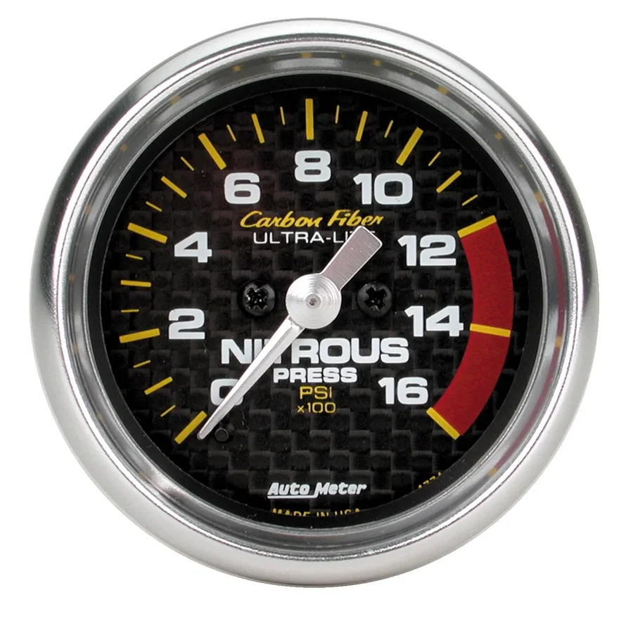 GAUGE; NITROUS PRESSURE; 2 1/16in.; 1600PSI; DIGITAL STEPPER MOTOR; CARBON FIBER