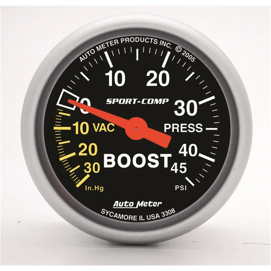 GAUGE; VAC/BOOST; 2 1/16in.; 30INHG-45PSI; MECHANICAL; SPORT-COMP
