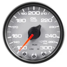 GAUGE; OIL TEMP; 2 1/16in.; 300deg.F; STEPPER MOTOR W/PEAK/WARN; SLVR/BLK; SPEK- image 2