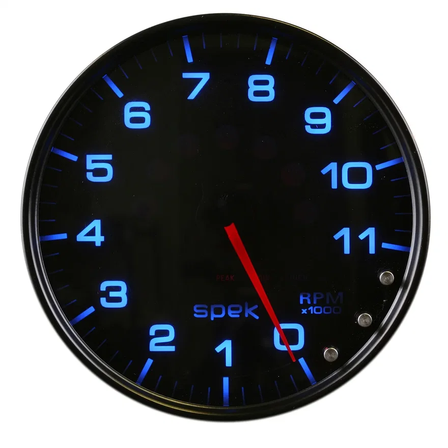 GAUGE; TACHOMETER; 5in.; 11K RPM; W/SHIFT LIGHT/PEAK MEM; BLACK/SMOKE/BLK; SPEK
