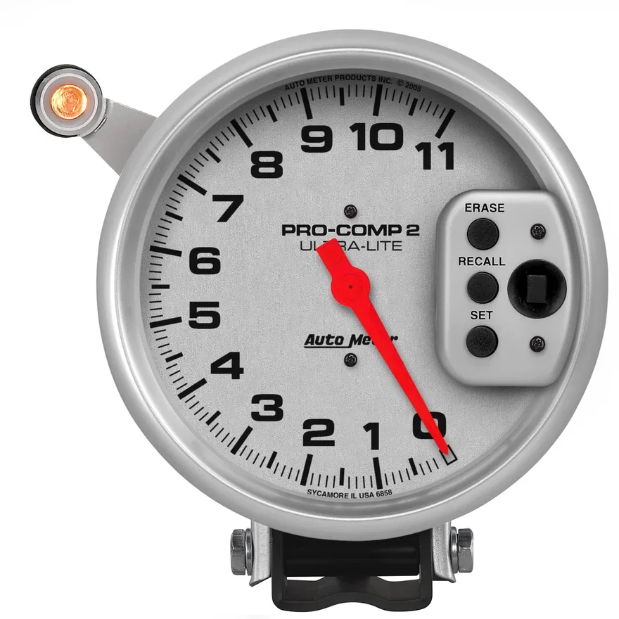GAUGE; TACH; 5in.; 11K RPM; PEDESTAL W/QUICK LITE; W/PEAK MEMORY; ULTRA-LITE