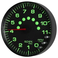 GAUGE; TACHOMETER; 5in.; 11K RPM; W/SHIFT LIGHT/PEAK MEM; BLACK/BLACK; SPEK-PRO image 5