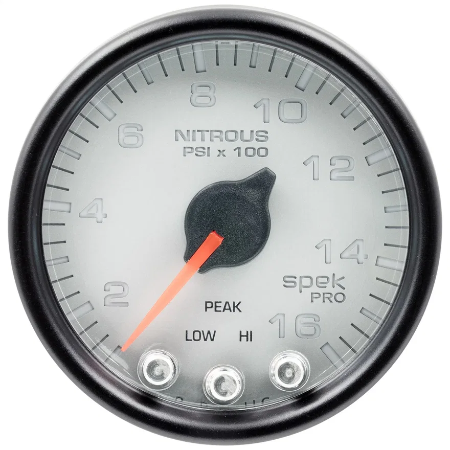 GAUGE; NITROUS PRESS; 2 1/16in.; 1600PSI; STEPPER MOTOR W/PK/WRN; SLVR/BLK; SPEK