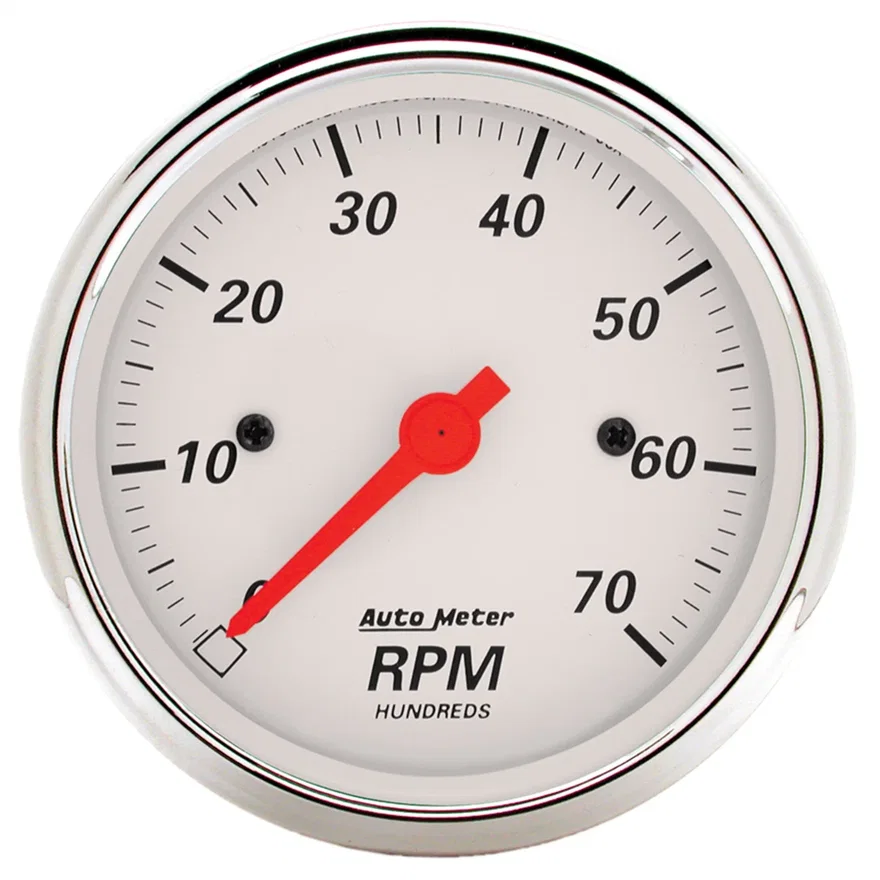 GAUGE; TACHOMETER; 3 1/8in.; 7K RPM; IN-DASH; ARCTIC WHITE