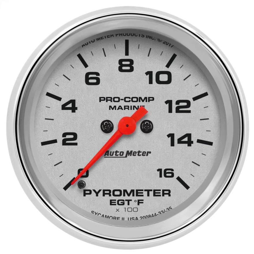 GAUGE; PYROMETER; 2 5/8in.; 0-1;600deg.F; MARINE CHROME