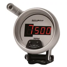 GAUGE; TACH; 3 3/4in.; 10K RPM; PEDESTAL W/QUICK-LITE; DIGITAL; SLVR W/RED LED image 2