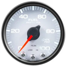 GAUGE; FUEL PRESS; 2 1/16in.; 100PSI; STEPPER MOTOR W/PEAK/WARN; WHT/BLK; SPEK image 2