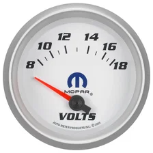 GAUGE; VOLTMETER; 2 5/8in.; 18V; ELECTRIC; WHITE; MOPAR image 1