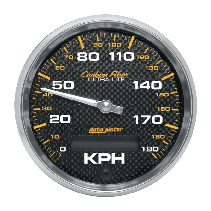 GAUGE; SPEEDOMETER; 3 3/8in.; 190KM/H; ELEC. PROGRAMMABLE; CARBON FIBER