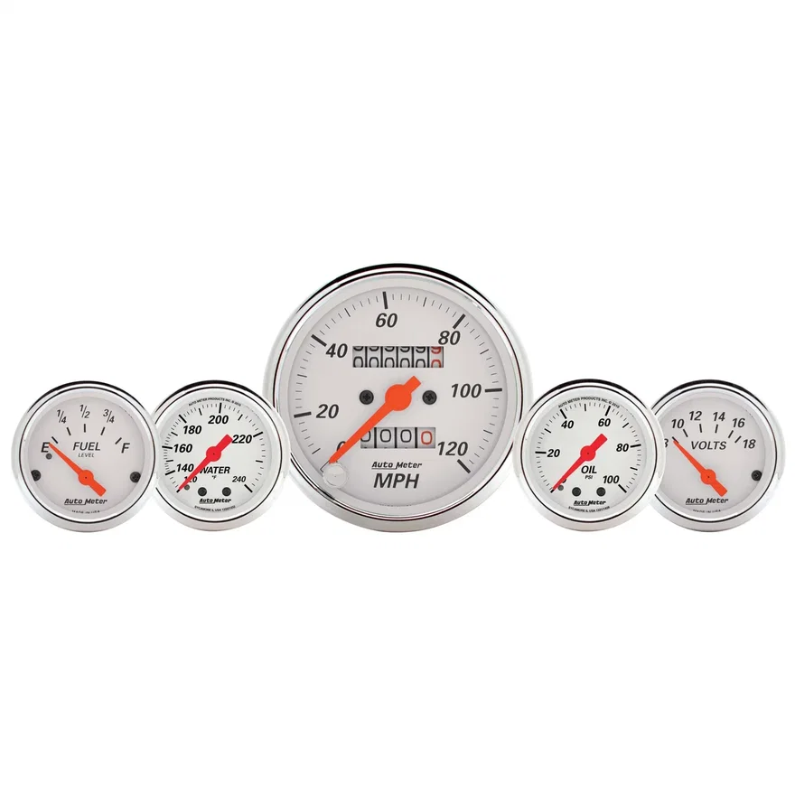 GAUGE KIT; 5 PC.; 3 1/8in./2 1/16in.; MECH. SPEEDO.; WTMP/OILP; ARCTIC WHT