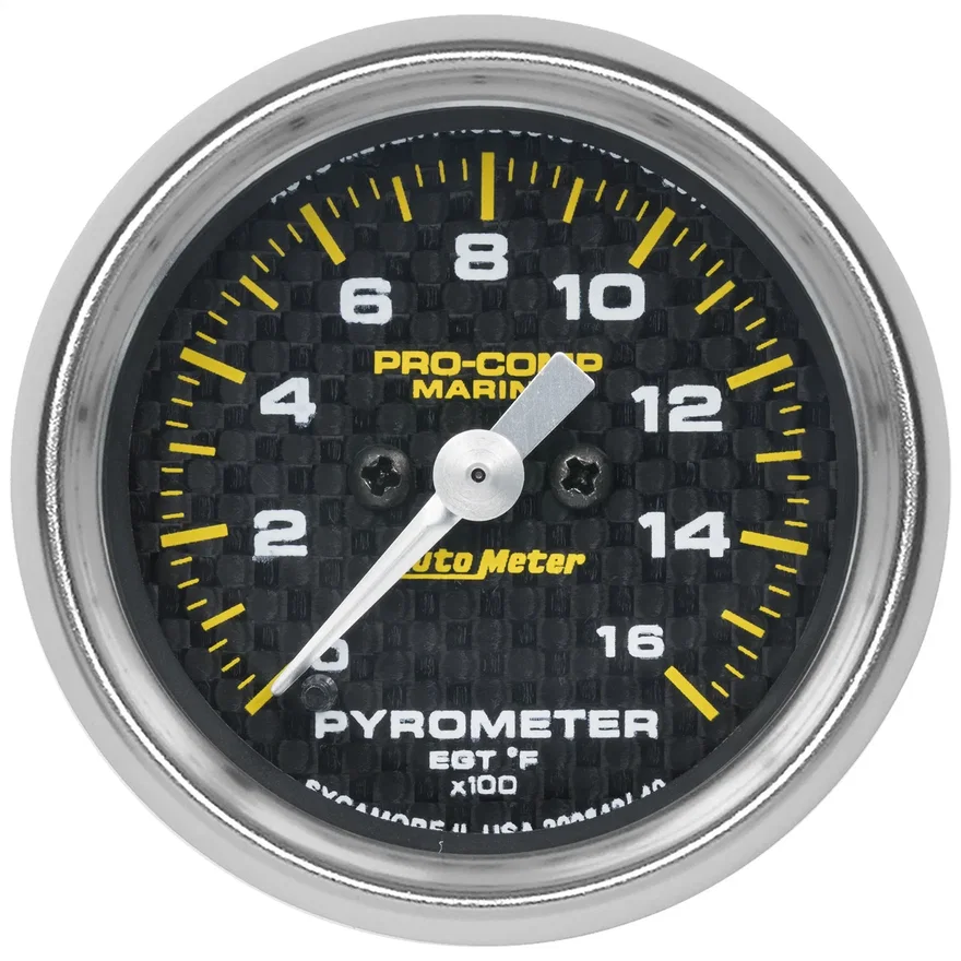 GAUGE; PYROMETER; 2 1/16in.; 0-1;600deg.F; MARINE CARBON FIBER