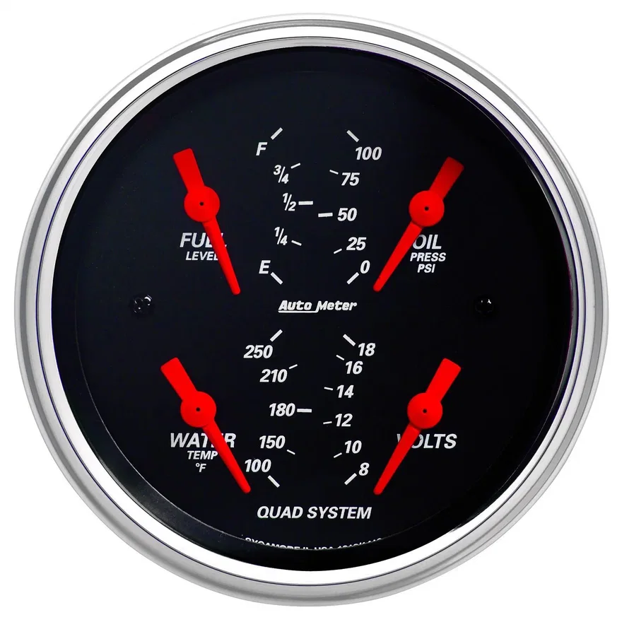 GAUGE; QUAD; 3 3/8in.; 240OE-33OF; ELEC; DESIGNER BLACK