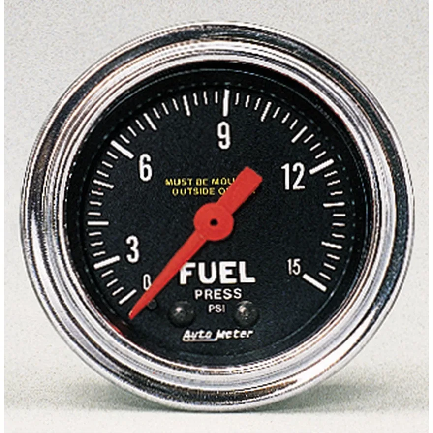 GAUGE; FUEL PRESSURE; 2 1/16in.; 15PSI; MECHANICAL; TRADITIONAL CHROME