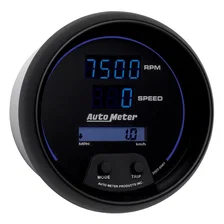 GAUGE; TACH/SPEEDO; 3 3/8in.; 260MPH/260KMH/10KRPM; PRGRAM; DIGITAL; BK W/BLU LE image 3
