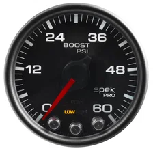 GAUGE; BOOST; 2 1/16in.; 60PSI; STEPPER MOTOR W/PEAK/WARN; BLK/BLACK; SPEK-PRO image 2