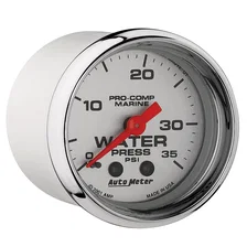 GAUGE; WATER PRESS; 2 1/16in.; 35PSI; MECHANICAL; MARINE CHROME image 3