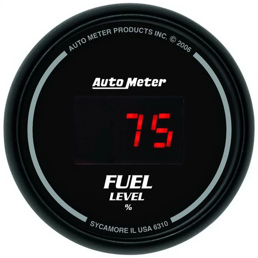 GAUGE; FUEL LEVEL; 2 1/16in.; 0-280O PROGRAM.; DIGITAL; BLACK DIAL W/RED LED