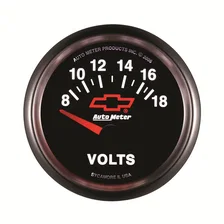 GAUGE; VOLTMETER; 2 1/16in.; 18V; ELECTRIC; CHEVY RED BOWTIE; BLACK image 4