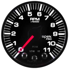 GAUGE; TACH; 2 1/16in.; 11K RPM; W/SHIFT LIGHT/PEAK MEM; BLK/BLK; SPEK-PRO image 5