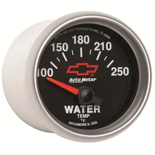 GAUGE; WATER TEMP; 2 1/16in.; 100-250deg.F; ELECTRIC; CHEVY RED BOWTIE; BLACK image 4