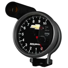 GAUGE; TACH; 5in.; 10K RPM; PEDESTAL W/EXT. SHIFT-LITE; CHEVY GOLD BOWTIE image 3