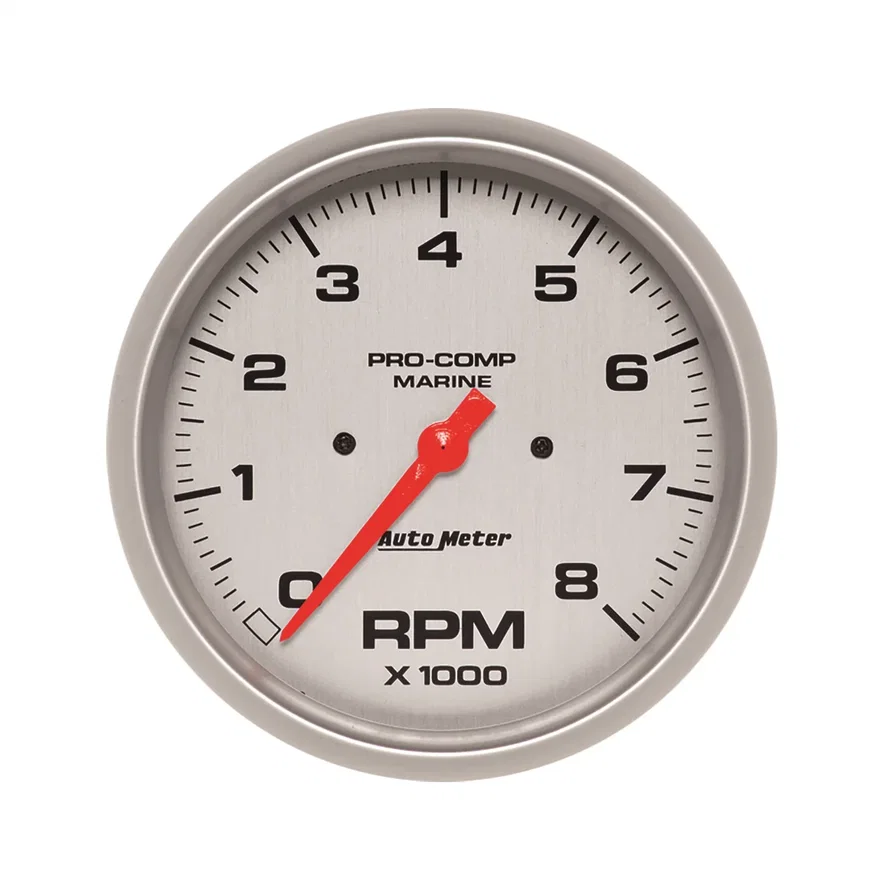 GAUGE; TACHOMETER; 5in.; 8K RPM; MARINE SILVER