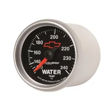 GAUGE; WATER TEMP; 2 1/16in.; 120-240deg.F; MECHANICAL; CHEVY RED BOWTIE; BLACK image 3