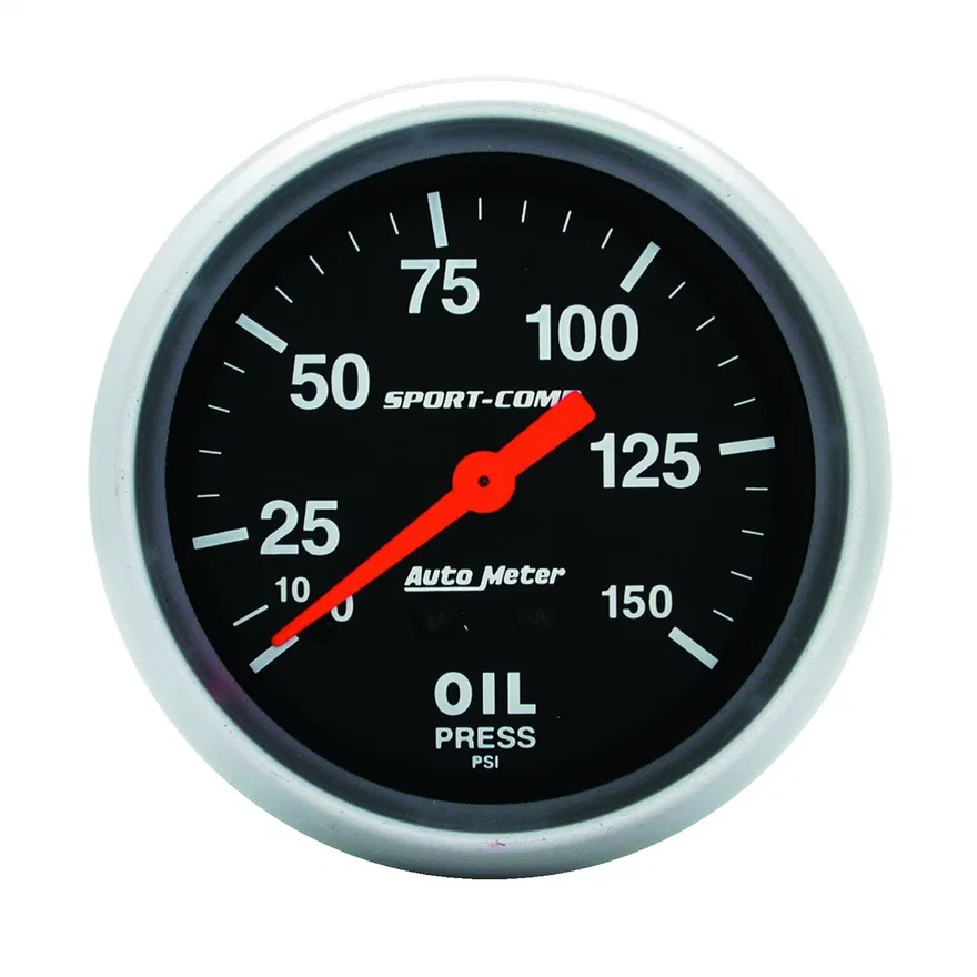 GAUGE; OIL PRESSURE; 2 5/8in.; 150PSI; MECHANICAL; SPORT-COMP