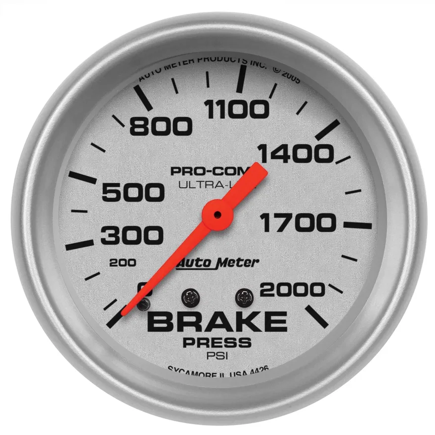 GAUGE; BRAKE PRESSURE; 2 5/8in.; 2000PSI; MECHANICAL; ULTRA-LITE