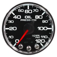 GAUGE; OIL PRESS; 2 1/16in.; 120PSI; STEPPER MOTOR W/PEAK/WARN; BLK/CHRM; SPEK image 2