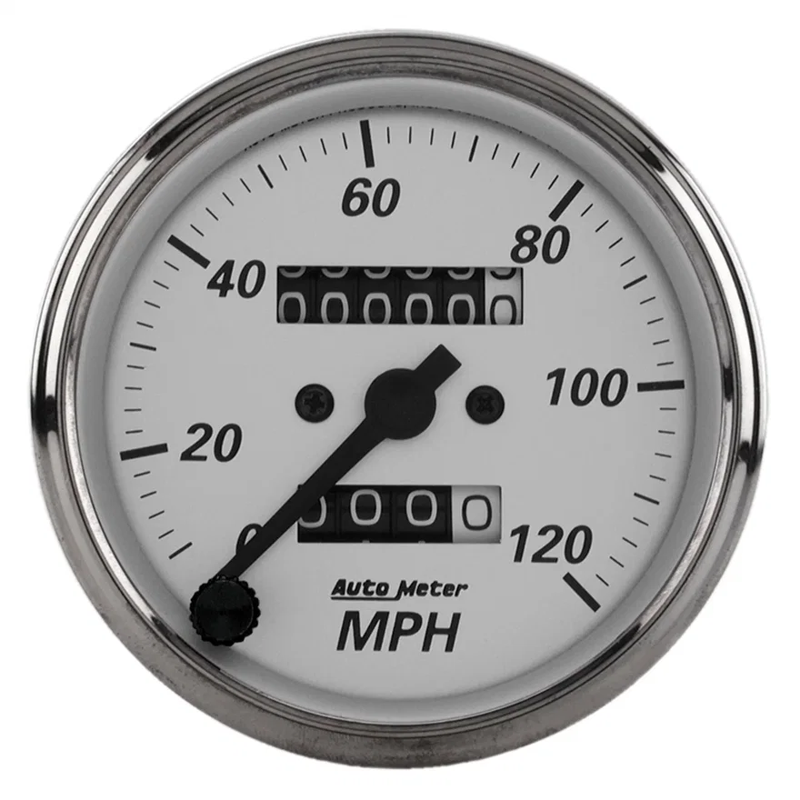GAUGE; SPEEDOMETER; 3 1/8in.; 120MPH; MECHANICAL; AMERICAN PLATINUM