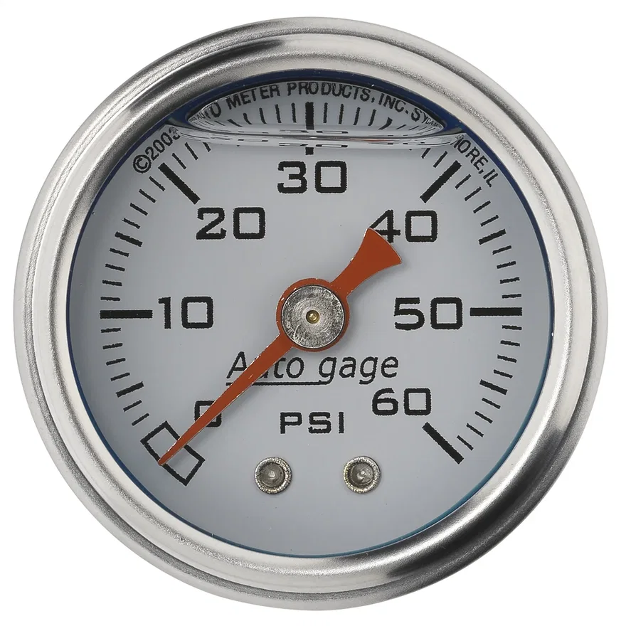 GAUGE; PRESSURE; 1.5in. DIRECT MNT; 60PSI; LIQUID FILLED MECH; WHT; 1/8in. NPTF