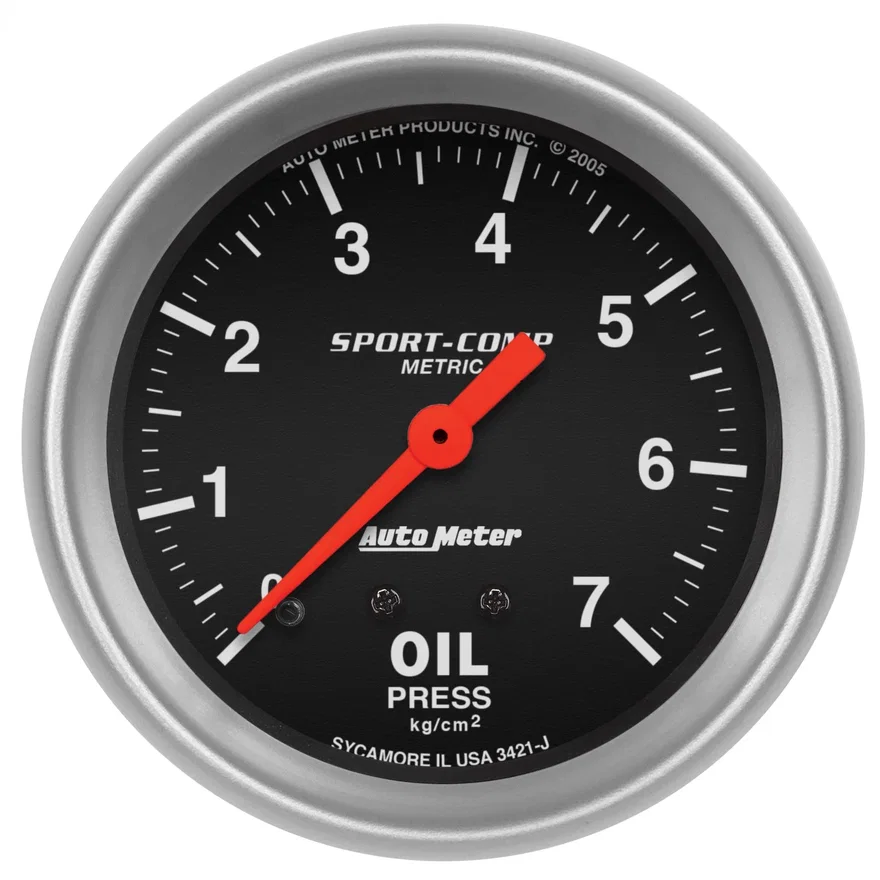 GAUGE; OIL PRESSURE; 2 5/8in.; 7.0KG/CM2; MECHANICAL; SPORT-COMP