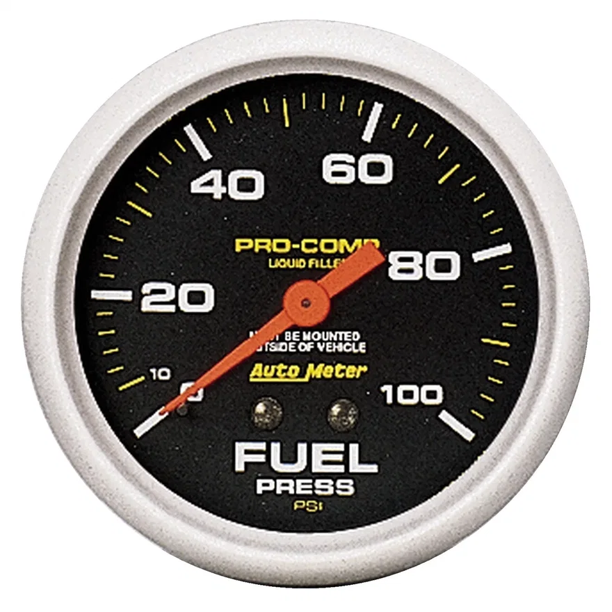 GAUGE; FUEL PRESS; 2 5/8in.; 100PSI; LIQUID FILLED MECH; PRO-COMP