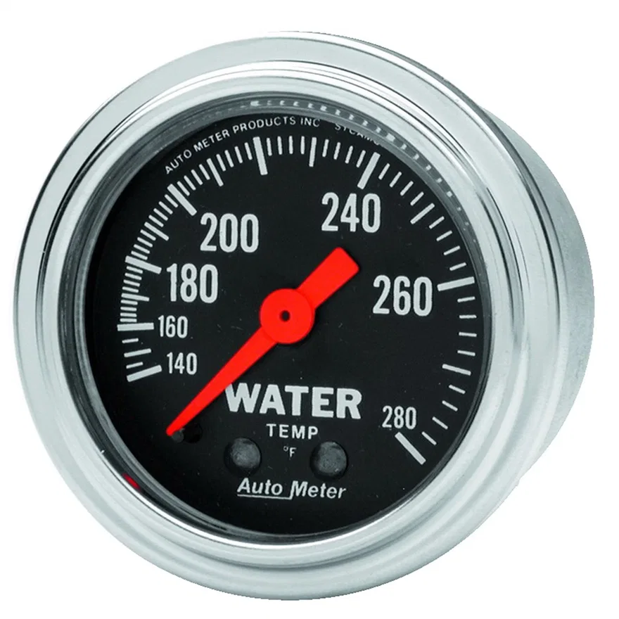 GAUGE; WATER TEMP; 2 1/16in.; 140-280deg.F; MECHANICAL; TRADITIONAL CHROME