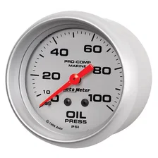 GAUGE; OIL PRESSURE; 2 5/8in.; 100PSI; MECHANICAL; MARINE SILVER image 2