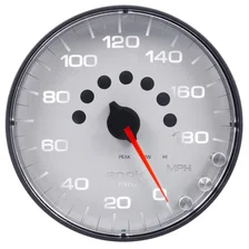 GAUGE; SPEEDOMETER; 5in.; 180 MPH; ELEC. PROGRAMMABLE; WHITE/BLACK; SPEK-PRO image 2