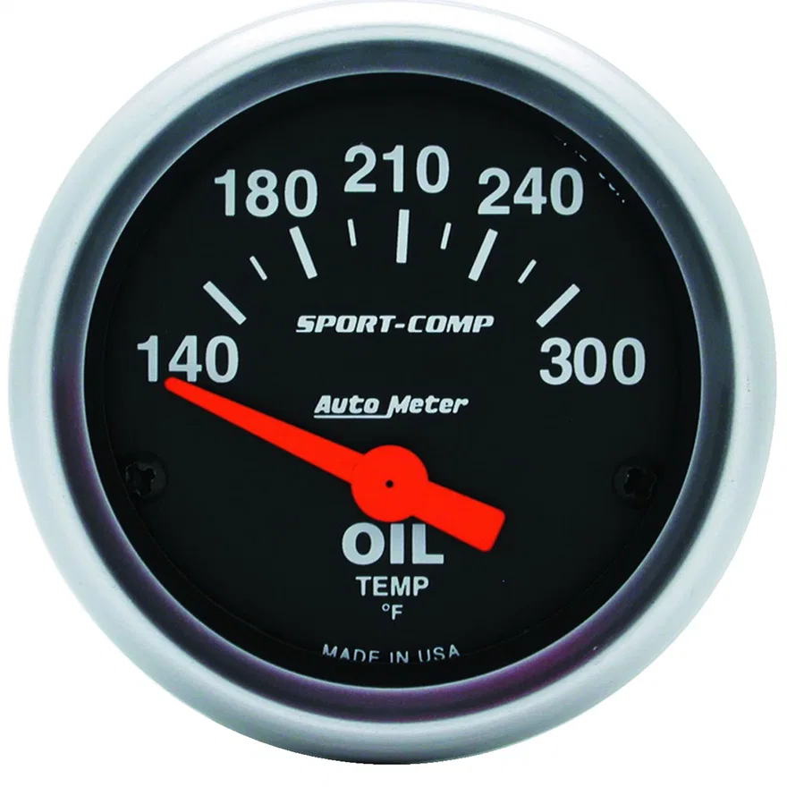 GAUGE; OIL TEMP; 2 1/16in.; 140-300deg.F; ELECTRIC; SPORT-COMP