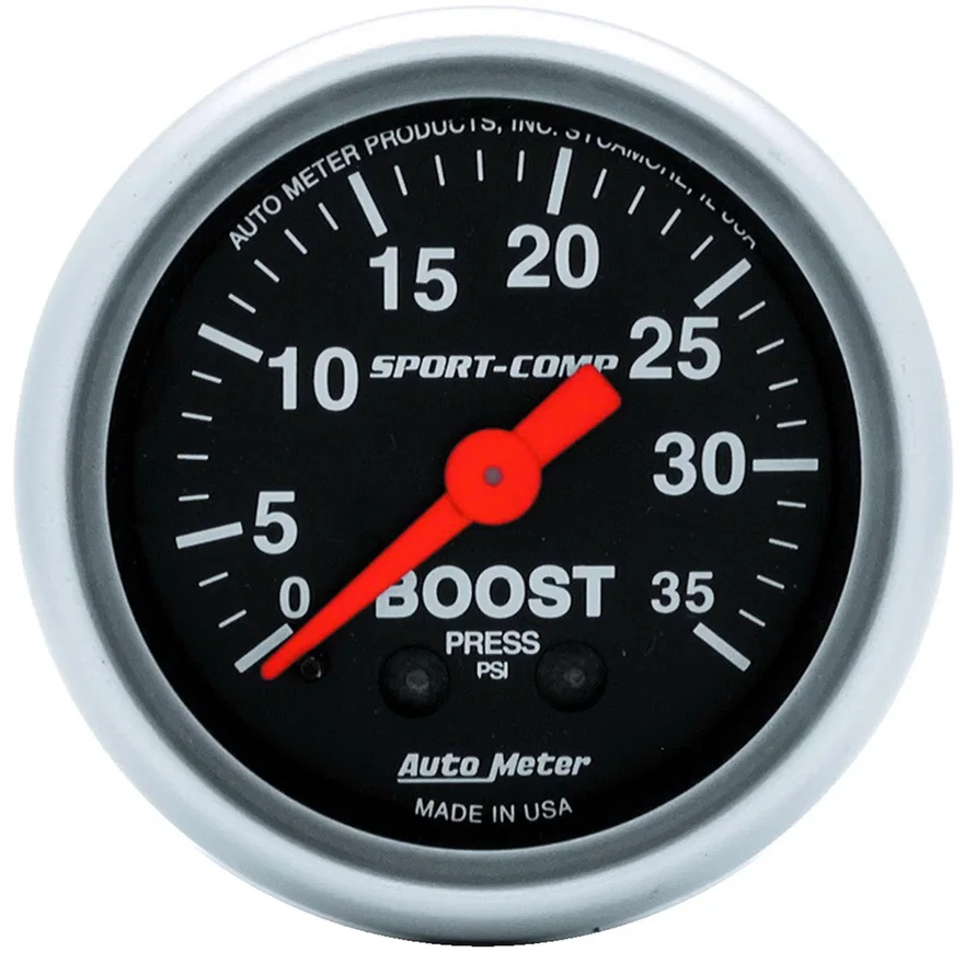 GAUGE; BOOST; 2 1/16in.; 35PSI; MECHANICAL; SPORT-COMP
