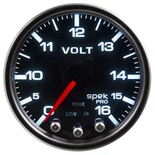 GAUGE; VOLTMETER; 2 1/16in.; 16V; STEPPER MOTOR W/PEAK/WARN; BLK/SMOKE/BLK; SPEK image 2