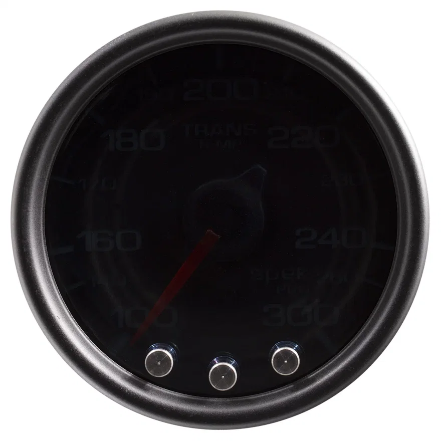 GAUGE; TRANS TEMP; 2 1/16in.; 300deg.F; STPR MTR W/PK/WRN; BLK/SMOKE/BLK; SPEK-P