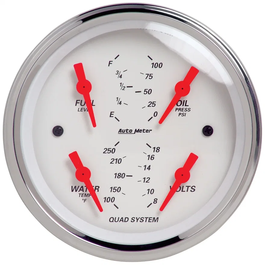 GAUGE; QUAD; 3 3/8in.; 240OE-33OF; ELEC; ARCTIC WHITE