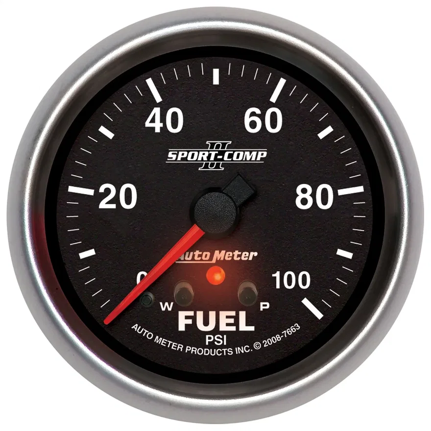GAUGE; FUEL PRESS; 2 5/8in.; 100PSI; STEPPER MOTOR W/PEAK/WARN; SPORT-COMP II