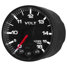 GAUGE; VOLTMETER; 2 1/16in.; 16V; STEPPER MOTOR W/PEAK/WARN; BLK/BLK; SPEK-PRO image 4