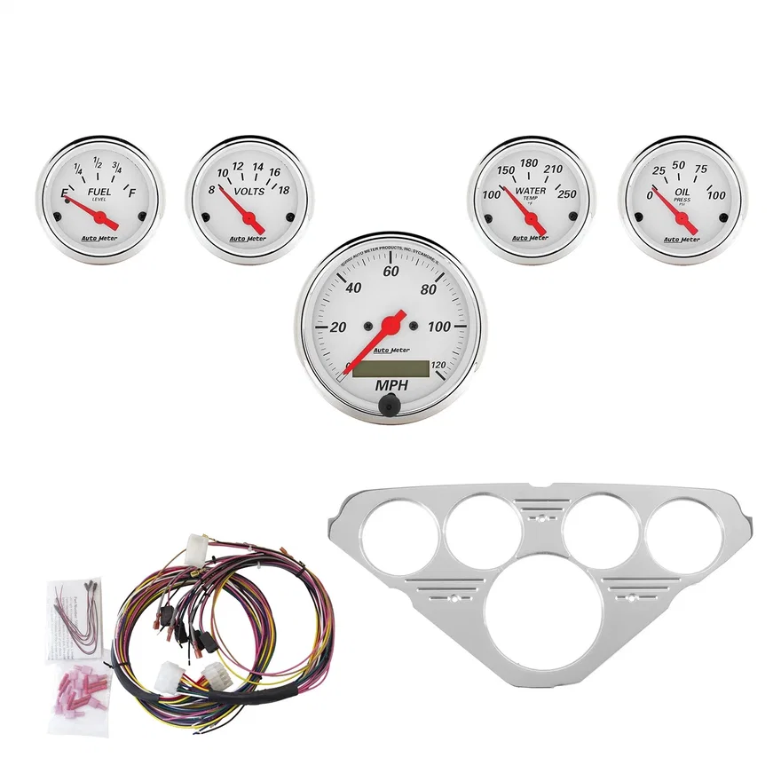 DIRECT FIT DASH KIT; CHEVY TRUCK 55-59; MPH/FUEL/OILP/WTMP/BAT; AW