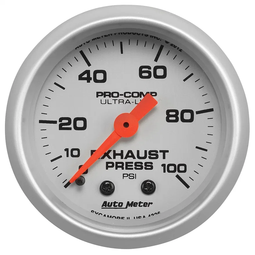 GAUGE; EXHAUST PRESS; 2 1/16in.; 100PSI; MECHANICAL; ULTRA-LITE