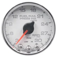 GAUGE; RAIL PRESS; 2 1/16in.; 30KPSI; STEPPER MOTOR W/PEAK/WARN; WHT/CHRM; SPEK image 1