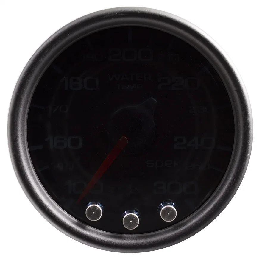 GAUGE; WATER TEMP; 2 1/16in.; 300deg.F; STEPPER MOTOR W/PK/WARN; BLK/SMKE/BLK; S