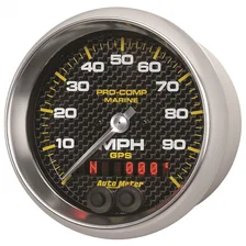 GAUGE; SPEEDOMETER; 3 3/8in.; 100MPH; GPS; MARINE CARBON FIBER image 2
