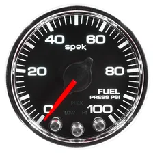 GAUGE; FUEL PRESS; 2 1/16in.; 100PSI; STEPPER MOTOR W/PEAK/WARN; BLK/CHRM; SPEK image 2
